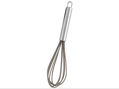 Produktbild von Silikon Schneebesen V.3 mit robustem Edelstahlgriff, hitzebeständig bis 210 °C