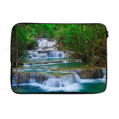 Produktbild von MuchoWow® Laptop Hülle 13 Zoll Wasserfall - Bäume - Natur - Dschungel Laptoptasche - Laptophülle - Sleeve - Rundumschutz