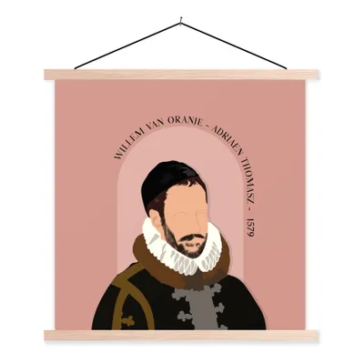 Produktbild von MuchoWow® Textilposter Pastell - Wilhelm von Oranien - Rosa - Alte Meister 120x120 cm mit holzfarbenen Rahmen - Textil-Poster