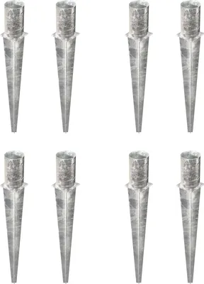 Produktbild von Alberts 8 x Einschlag-Bodenhülse für Rundholzpfosten, Ø141 mm, Länge 750 mm, feuerverzinkt, zum Einbetonieren