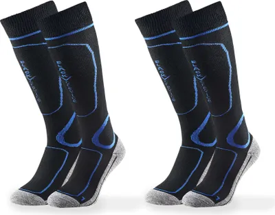 Produktbild von BLACK CREVICE - Damen/Herren/Kinder - Ski-, Snowboard- & Wintersportsocken - 2 Paar | Farbe: Schwarz/Blau | Größe: 1 (35-38)