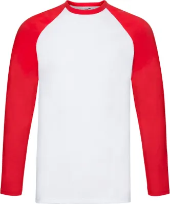Immagine prodotto di Fruit of the Loom - T-Shirt für Herren/Damen Unisex - Baseball Langärmlig PC5798 (M) (Weiß/Rot)
