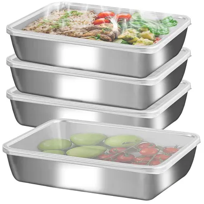 Produktbild von Set mit 6 Edelstahl-Lunchboxen mit auslaufsicheren Deckeln