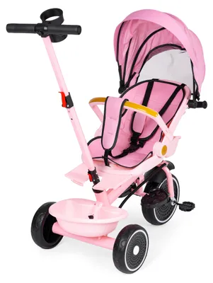 Immagine prodotto di ECOTOYS WQL-066: Triciclo per bambini, trasformabile in passeggino con sedile girevole a 360°, 2 in 1, colore rosa