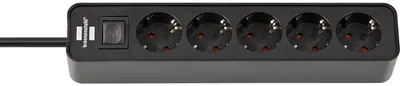 Produktbild von Brennenstuhl Ecolor Steckdosenleiste 5-fach schwarz 1,5m H05VV-F 3G1,5 - 1,5 m - 5 AC-Ausgänge - Indoor - Schwarz - 290 mm - Schwarz