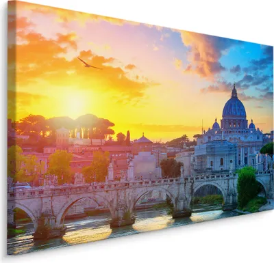 Produktbild von Fabelhafte Canvas LEINWAND BILDER 100x70 cm XXL Kunstdruck Rom Basilika Himmel Abend