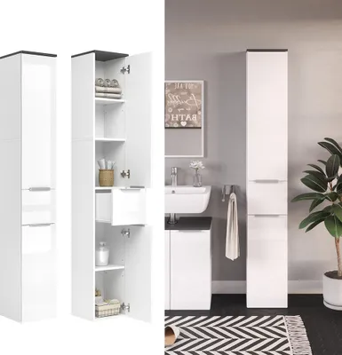 Produktbild von Badschrank Vicco Otis Weiß Hochglanz 30 x 190 cm, Model 29982