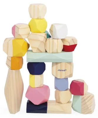Productafbeelding van Janod Sweet Cocoon Stapelstenen - Houten bouwstenen voor kinderen vanaf 2 jaar