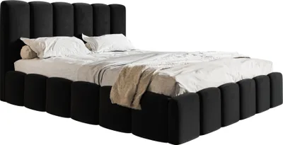 Obrázek produktu pro Čalouněná postel 180x200 s úložným prostorem Palermo – manželská postel, pěnová výplň, rošt – sametová látka černá