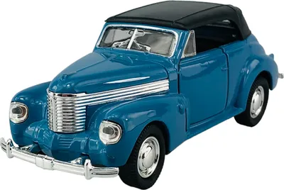Image de Welly Old Timer 1938 Opel Kapitan Cabriolet Bleu avec toit 1:34-1:39 Modèle réduit en métal moulé sous pression Neuf dans sa boîte 43785