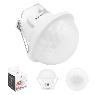 Productafbeelding van Maclean PIR-bewegingsmelder, inbouwmontage, bereik 10 x 40 meter, 1000 W/2000 W, 220–240 V AC, 50/60 Hz, IP54, model MCE822