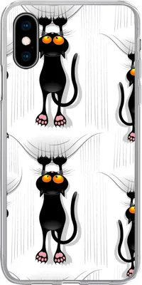Produktbild von MuchoWow® Handyhülle Schutzhülle Hülle für Telefoonhoesje iPhone X Muster - Katze - Schwarz - Jungen - Mädchen - Kinder - Kinder Silikon Softcase Handy Hülle - Handyhülle