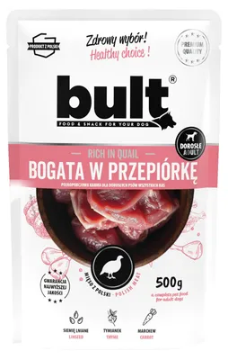 Obrázek produktu pro BULT | Krmivo pro psy - mokré krmivo pro psy, křepelka - BULT, sáček 500 g - kompletní krmivo pro psy
