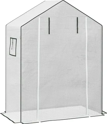 Image de Fortuna Lai Film de remplacement Film PE Couverture de remplacement avec protection UV, porte roulante, fenêtre latérale, film pour serre, serre à tomates, 140 x 73 x 190 cm, blanc