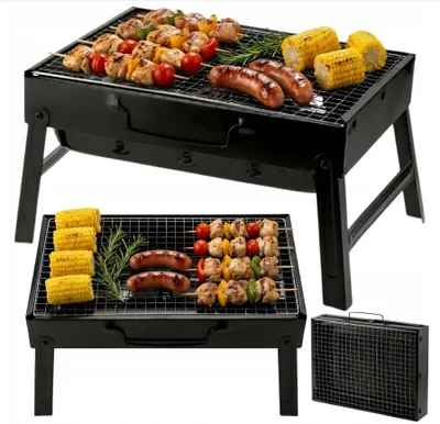 Zdjęcie produktu dla Grill turystyczny składany walizka węglowy przenośny 35x27 na balkon kemping