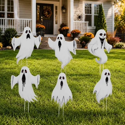 Produktbild von Set mit 6 Halloween-Gartensteckern mit gruseligen Figuren