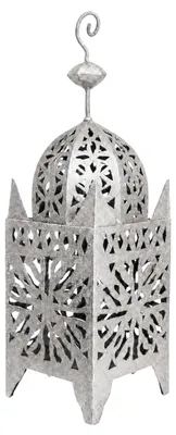 Produktbild von Marokkanische Laterne Frane Silber 51 cm, handgefertigte Orient Laterne aus Metall, Gartenlaterne und Windlicht für Kerzen, Deko für Wohnzimmer, Terrasse, Balkon und Eingangsbereic