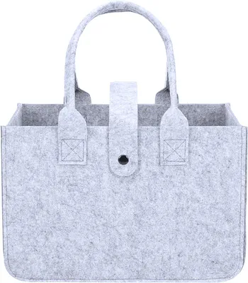 Produktbild von Faltbare Filztasche, Einkaufskorb mit Griff, 30 x 20 x 18 cm, graue Tasche für Einkäufe