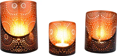 Immagine prodotto di set di 3 lanterne decorative orientali porta tea light Yulet nero