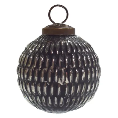 Produktbild von Clayre & Eef Weihnachtskugel Ø 7 cm Schwarz Silberfarbig Glas