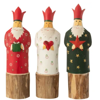 Produktbild von Dreikönige auf Holzstamm – Handgefertigt aus Eisen und Holz