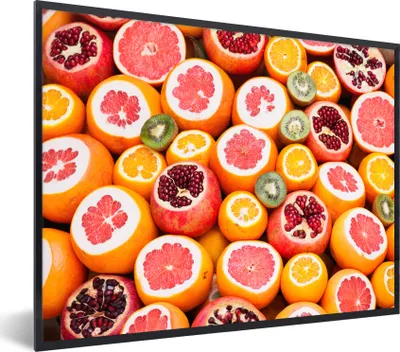 Produktbild von MuchoWow® Gerahmtes Poster Obst - Zitrusfrüchte - Orange 40x30 cm - Poster mit Schwarzem Bilderrahmen Wandposter Rahmen Foto Bilder - Kunstposter - Wanddekorationen