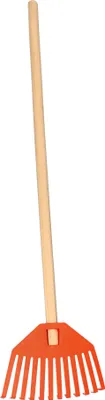 Zdjęcie produktu dla KOTARBAU® Grabie do lisci dla dzieci Plastikowe grabie do lisci Drewniany trzonek 65 cm Pomaranczowy