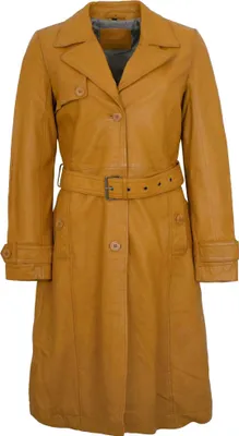 Produktbild von Mauritius - Damen Trenchcoat Ledermantel Lammnappa dark yellow : XL