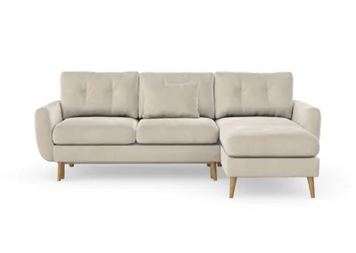Produktbild von Harris Schlafsofa mit Chaiselongue, Massivholzkonstruktion, skandinavischer Stil, Hohe Beine aus Eichenholz, gewachst, Scala Nata Creme