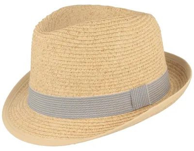 Kinder Trilby Strohhut mit Ripsband-Garnitur von Hut-Breiter in beige