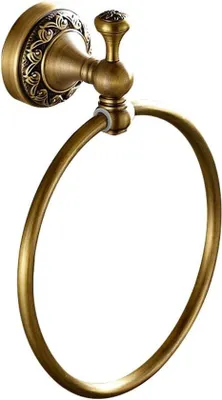 Immagine prodotto di Anello portasciuga in ottone anticato, stile europeo vintage, finitura rustica retrò, dimensioni L18 x H7,5 cm, ideale per bagno e cucina, con fissaggio a vite nascosto