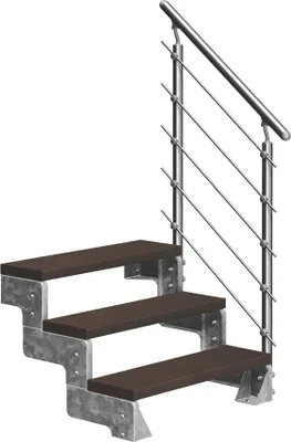 Produktbild von Dolle Außentreppe Gardentop 54-66cm Geschosshöhe mit Trimax dunkelbraun 100cm breit mit Prova-Geländer