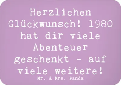 Produktbild von Mr. & Mrs. Panda Kühlschrankmagnet Spruch 1980 Geburtstag Abenteuer - Lavendeltraum - Geschenk, designmagnet, besondere Momente, geboren, magnet, Glückwunsch, Geburtsjahr