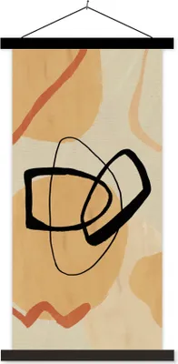 Produktbild von MuchoWow® Textilposter Kunst - Geometrische Formen - Abstrakt 90x180 cm mit schwarzem Rahmen - Dekoration Wohnzimmer