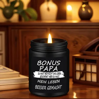 Produktbild von Duftkerze Soja-Wachs Sandelholz/Zitronengras 200g 50h Brenndauer wiederverwendbarer Behälter Geschenk für Stiefvater