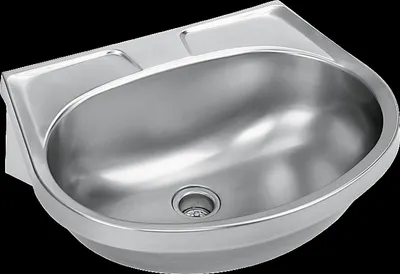 Image de Lavabo mural KWC, modèle ANIMA, en acier inoxydable, dimensions 550 x 155 x 450 mm, sans trop-plein