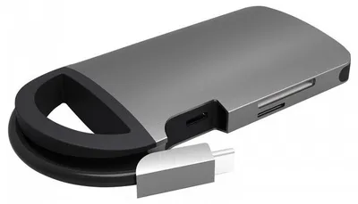Imagen del producto de Estación de acoplamiento UMAX U-Connect Type-C, multipuerto, compatible con H7/HDMI (resolución máxima 4K), 3 puertos USB 3.0, lector de tarjetas SD y micro SD