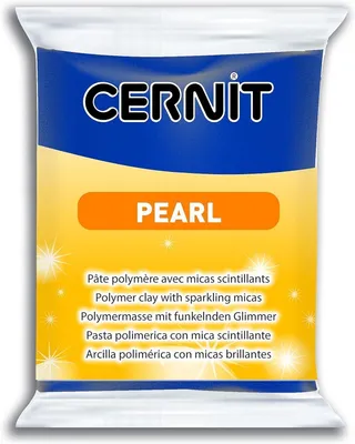 Produktbild von CERNIT CE0860056200C - Block Modelliermasse (Polymer) PEARL, ofenhärtend, sofort gebrauchsfähig, 56g, für DIY, Schmuck, Figuren, für Einsteiger und Hobbykünstler, Blau, 1 Stück