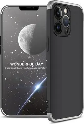 Produktbild von 360 Grad-Case für iPhone 13 mit 2.5D Glas - Farbe: Schwarz & Silber - Modellkompatibilität: Für Apple iPhone 13 Pro
