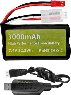 Zdjęcie produktu dla Akumulator Li-Ion 7.4V 3000mAh 15C 2S ze złączem JST-2P + kabel USB do ładowania - Do UDIRC UD1601, UD1602, SG1603 RC car 1/10 1/12 1/16 truck boat drone