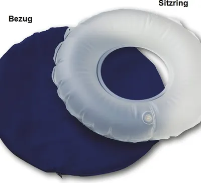 Aufblasbarer Sitzring mit Bezug – ergonomisch, druckentlastend, waschbar bis 95 °C. Ideal bei Hämorr