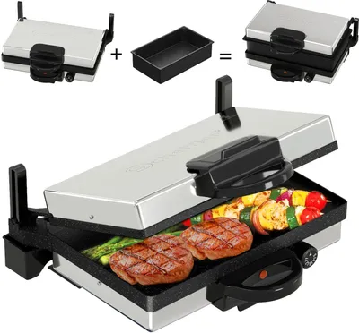 Produktbild von Kontaktgrill, Scheffler 2000W Optigrill, Multi Grill, Lahmacun Makinasi Grill, Toaster Brotmaschin Edelstahl Tischgrill mit Grill Antihaftbeschichtung
