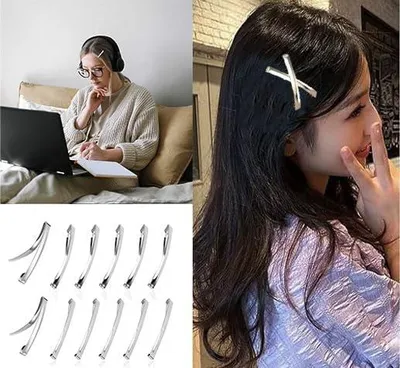 Image de 12 pinces à cheveux, dont 6 de 7 cm et 6 de 9 cm, des accessoires métalliques antidérapants pour femmes ayant les cheveux fins
