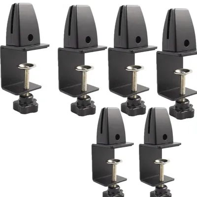 6er-Set verstellbare Tischteiler-Klemmen, Aluminium, schwarz