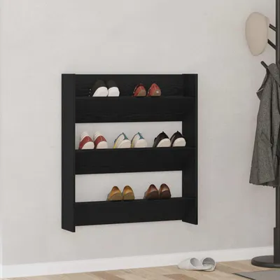 Produktbild von vidaXL Schuhschrank Schwarz Eichen-Optik 80 x 18 x 90 cm Holzwerkstoff