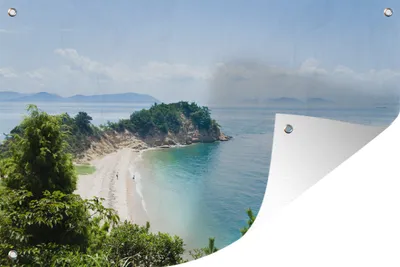 Produktbild von MuchoWow® 60x40 cm Outdoor-Poster Gartendeko Sichtschutz Garten Poster für den Garten  Blick auf das Meer und die weißen Strände von Naoshima