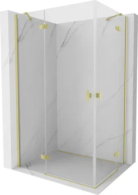 Image de Mexen Mist H Duo cabine de douche pliante 85 x 95 cm, transparent, or brossé - 8A5-085L-095P-55-00
