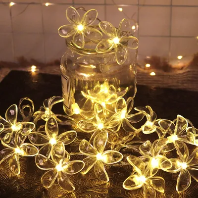 20 LED Blumen-Lichterkette 3 m Warmweiß