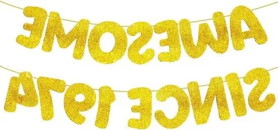 Image de Bannière dorée à paillettes pour un 50e anniversaire - Décorations d'anniversaire depuis 1974