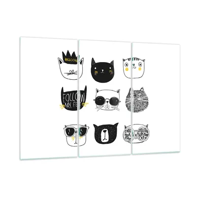 Produktbild von Bilder auf glas - Katze Haustier Tiere Illustration - 105x70cm - Glasbilder - Wandbilder - Kunstdruck - Wanddekoration aus Glas - Glas Bilder - Wandbild auf Glas - GCE105x70-2847